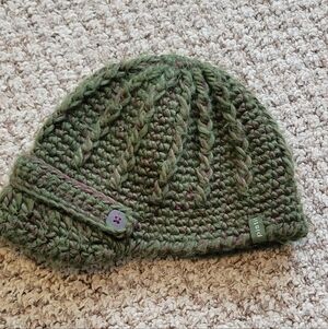 Pistil Women's Green Knit Beanie with Button Detail